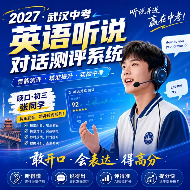 武汉中考听说机考考场邻座录音会互相干扰吗硚口&middot;初三张同学（纠正发音，跻身校内前列）